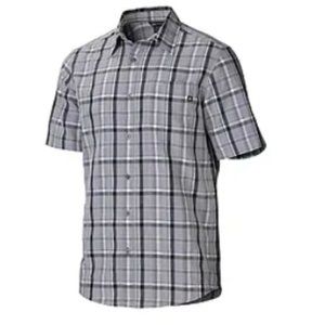 MARMOT Plaid Short Sleeve button down shirt, gray, size L